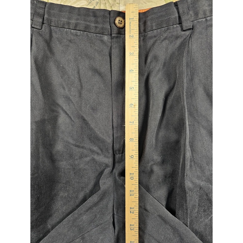Tommy Bahama Mens 38 Silk Cotton Pleated Dress Shorts Navy Marlin Logo 9" - Picture 7 of 8